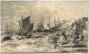Bretonse haven met een naderende storm door Jules Noël