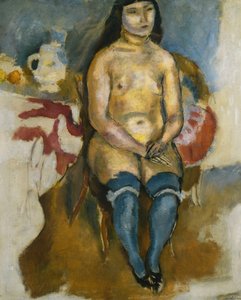 Aziaat in Blauwe Kousen; Asiatique aux Bas Bleus, 1922 door Jules Pascin