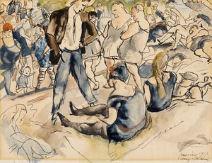 Figuren op Strand, Coney Island, 1917 door Jules Pascin