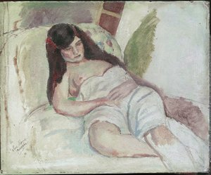 Liggende vrouw (met de inscriptie Vive Elvire) door Jules Pascin