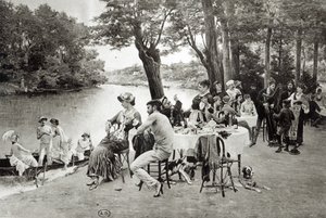 Scène aan de oever van de rivier de Marne