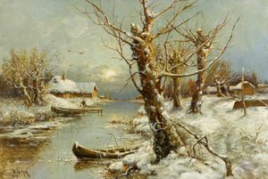 Winter rivierlandschap