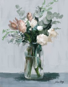 Boeket met roze en crèmekleurige bloemen