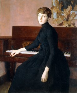 Aan de piano door Julian Alden Weir