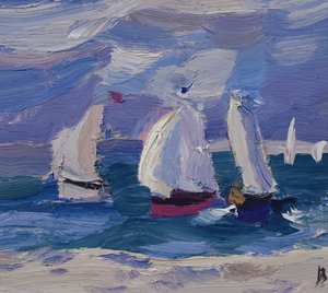 Zeilbootjes racen in Poole Harbour