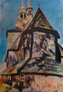 Kerk nabij Krakau, 1913 door Julian Falat