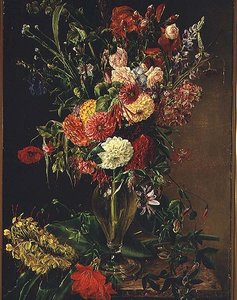 Bloemen in een Glazen Vaas door Julie Wilhelmine Hagen Schwarz