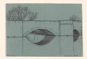 Brug, vermoedelijk bij het Meer van Thun door Julie de Graag (signed by artist)