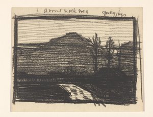Landschap met bomen en weg door Julie de Graag