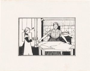 Vrouw en meisje dekken een tafel door Julie de Graag