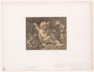 Amor en putti slijpen hun pijlen door Julien Leopold Boilly