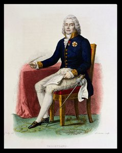 Portret van Charles Maurice de Talleyrand-Perigord (1754-1838) aan zijn bureau, illustratie uit 