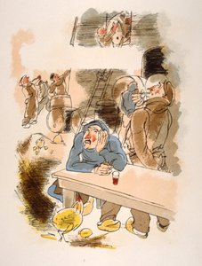 Humoristische wijnillustratie 1946 door Julien Pavil