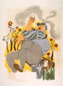 Humoristische wijnillustratie 1946. Illustratie door Julien Pavil