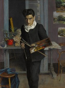 Zelfportret van de kunstenaar in zijn atelier, 1898 door Julio Romero de Torres