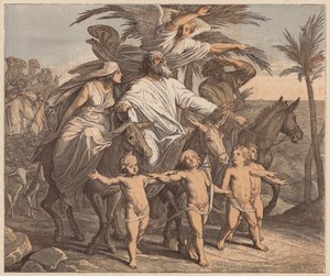 Abraham die het beloofde land aanschouwt, Genesis, XII, 7 door Julius (after) Schnorr von Carolsfeld