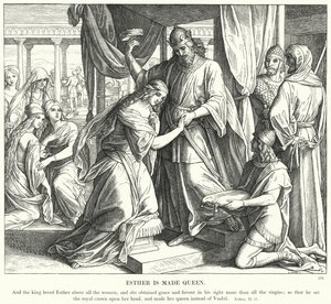 Esther wordt koningin door Julius (after) Schnorr von Carolsfeld