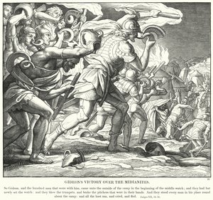 Gideons Overwinning op de Midianieten (gravure)