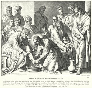 Jezus wast de voeten van zijn discipelen door Julius (after) Schnorr von Carolsfeld