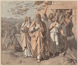 Noach en zijn familie verlaten de ark, Genesis, VIII door Julius (after) Schnorr von Carolsfeld