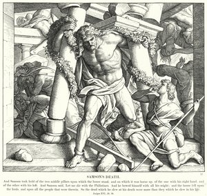 De dood van Simson door Julius (after) Schnorr von Carolsfeld