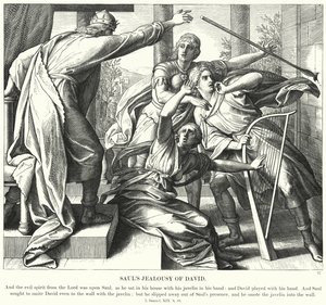 Sauls Jaloezie op David (gravure)