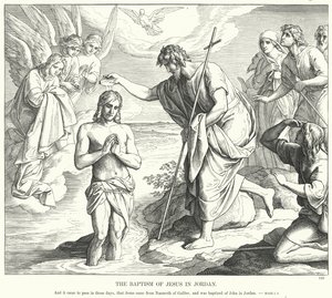 De Doop van Jezus in de Jordaan (gravure)