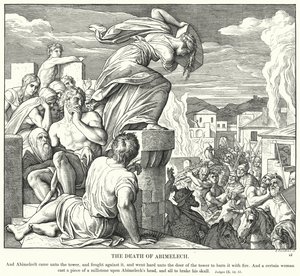 De Dood van Abimelech door Julius (after) Schnorr von Carolsfeld