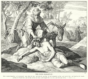 De Barmhartige Samaritaan door Julius (after) Schnorr von Carolsfeld