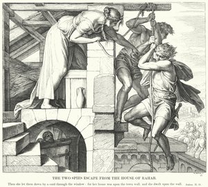 De Twee Spionnen Ontsnappen uit het Huis van Rachab door Julius (after) Schnorr von Carolsfeld