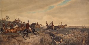 Keizer Franz Joseph I met keizerin Elisabeth tijdens een parforcejacht, 1880
