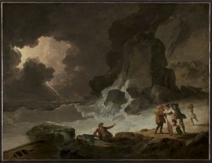 Een storm achter het eiland Wight door Julius Caesar Ibbetson