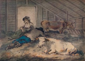 Hofmakerij in een koeienstal, ca. 1801