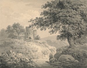 Landschap met een verwoeste toren