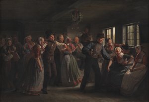 Een volksdans in het Hedebo-district, Seeland door Julius Exner