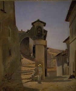 Straatscène in Subiaco, Italië