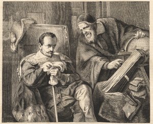 Albrecht von Wallenstein met de astroloog Giovanni Battista Seni naar een schilderij van Julius Schrader door Julius Friedrich Anton (after) Schrader
