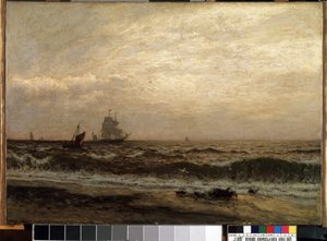 Schepen op zee door Julius Friedrich Runge