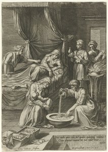 Geboorte van de maagd Maria door Julius Goltzius