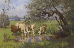 De schaapherderin tijdens de rust