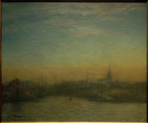 Zicht op de haven bij zonsondergang. Kopenhagen