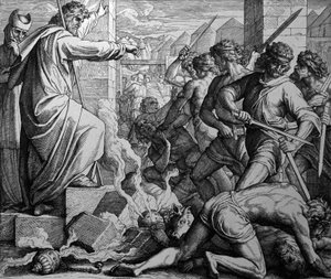 Aanbidding van het gouden kalf door Julius Schnorr von Carolsfeld