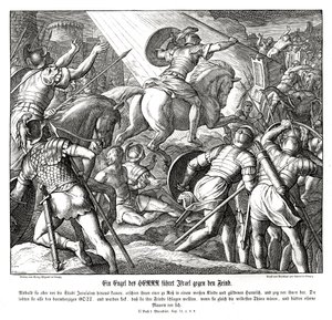 Een engel leidt de Israëlieten door Julius Schnorr von Carolsfeld