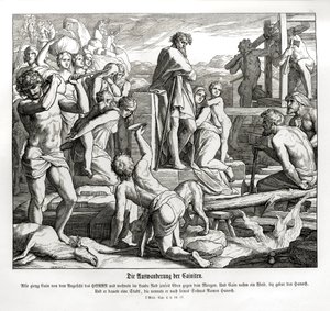 Het leven van Kaïn in Nod na zijn verbanning, Genesis door Julius Schnorr von Carolsfeld