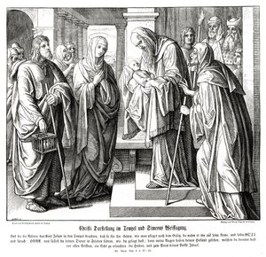 Christus wordt in de tempel gepresenteerd, Evangelie van Lucas