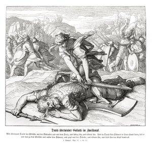 David verslaat Goliath door Julius Schnorr von Carolsfeld