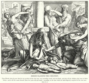 Herodes doodt de kinderen door Julius Schnorr von Carolsfeld