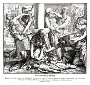 Herodes doodt de kinderen, Evangelie van Matteüs door Julius Schnorr von Carolsfeld
