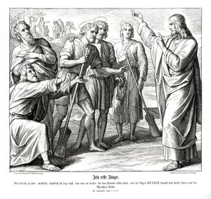 Jezus en Nathanaël, Evangelie van Johannes door Julius Schnorr von Carolsfeld