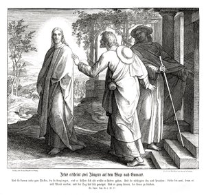 Jezus verschijnt aan twee discipelen, Evangelie van Lucas door Julius Schnorr von Carolsfeld